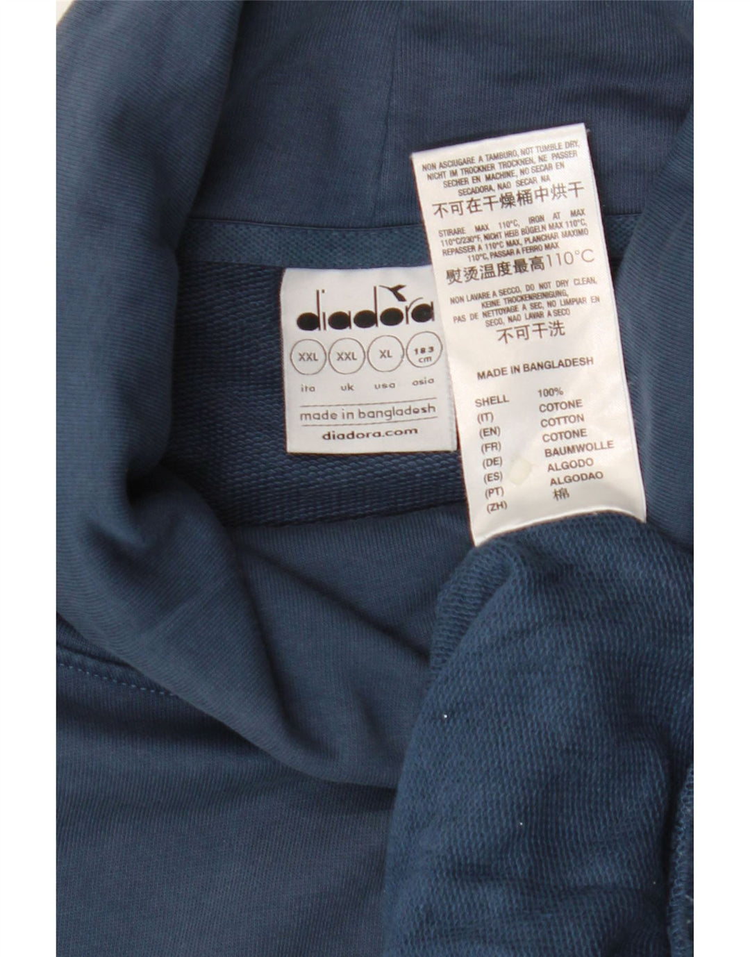 Diadora Herre Rullehals Sweatshirt Jumper 2XL Navy Blue Bomuld