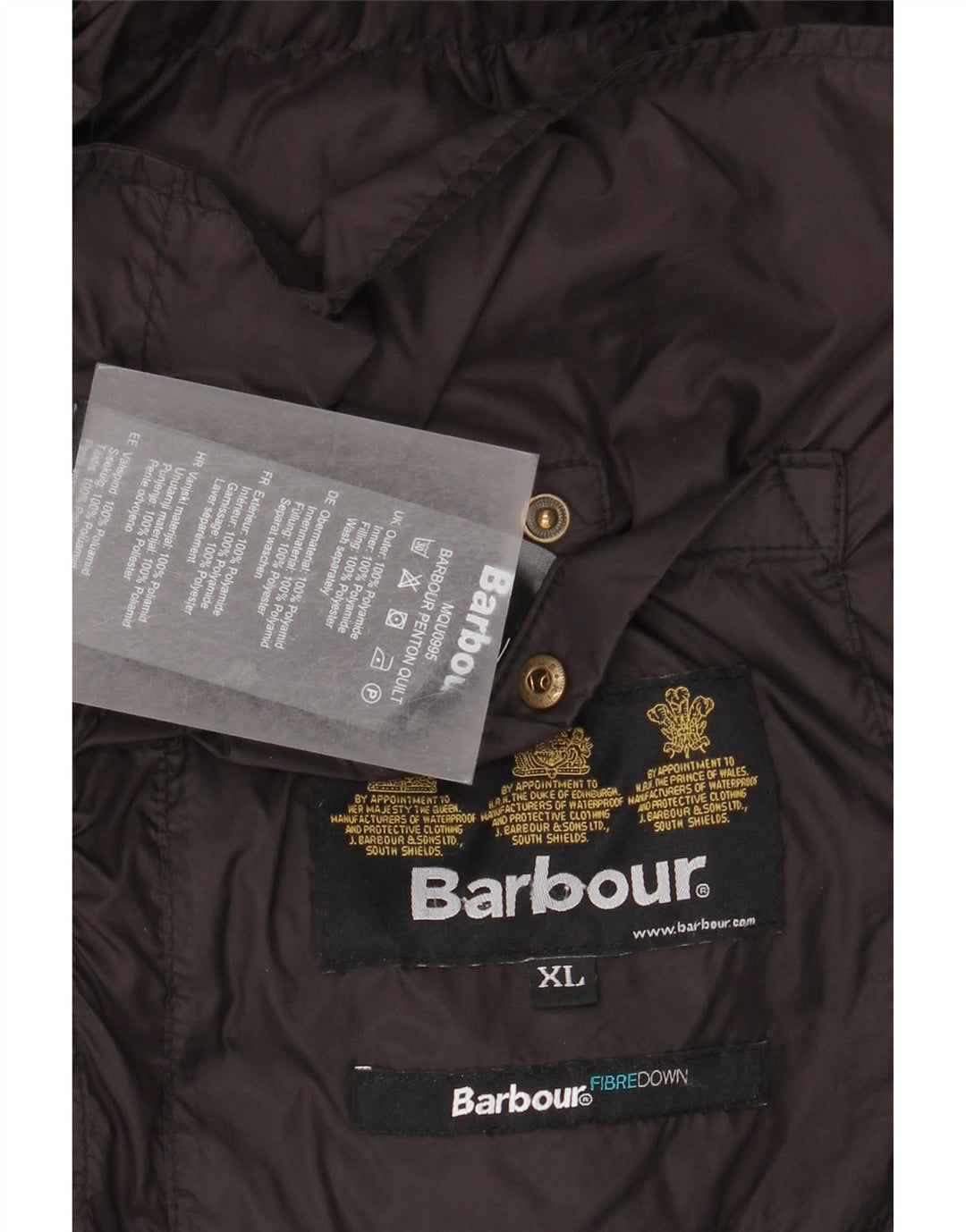 Barbour Polstret Herrejakke UK 42 XL Sort Polyamid