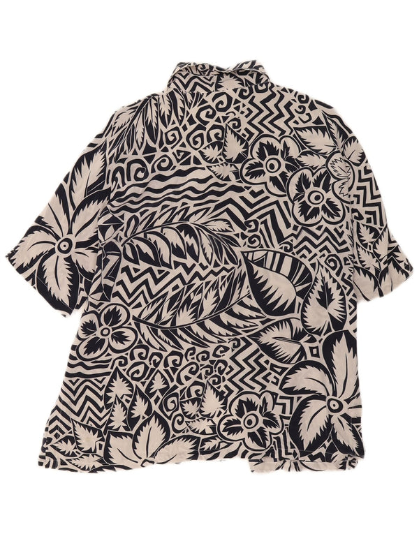 Max Mara Dame Kortærmet Skjorte Bluse UK 16 Large Navy Blue Floral