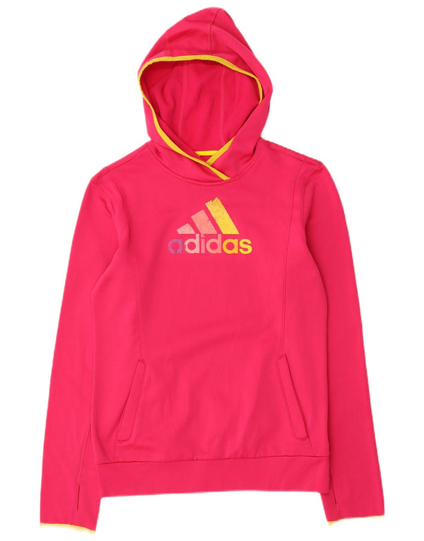 Adidas Womens Climawarm Graphic Hoodie Jumper UK 8/10 Small Pink Polyester