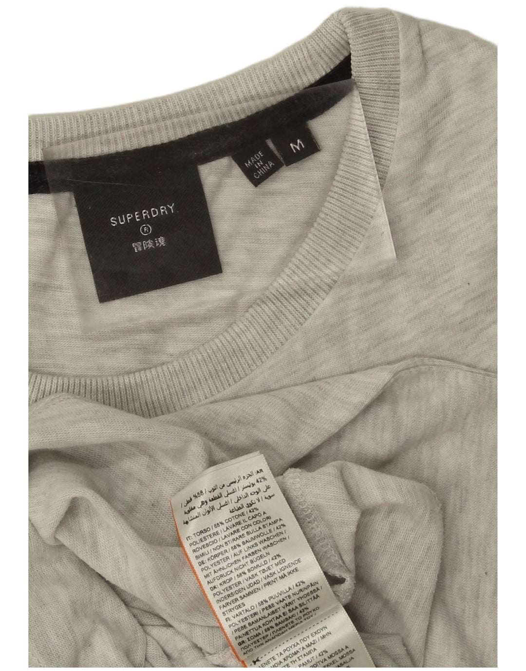 SUPERDRY Herre grafisk T-shirt top mellemgrå flækket bomuld