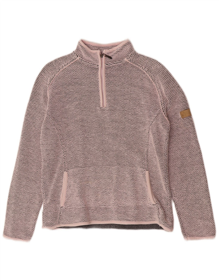 Weird Fish Womens Zip Neck Sweatshirt Jumper UK 12 Medium Pink