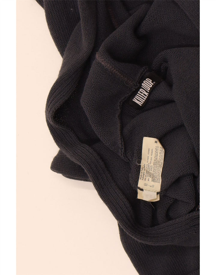 Killer Loop Dame Crop Hooded Cardigan Sweater UK 12 Medium Navy Blue