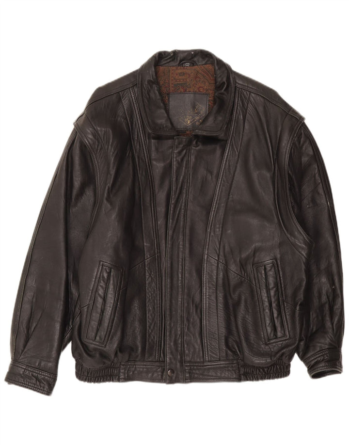 Vintage herre læderjakke UK 44 2XL sort læder
