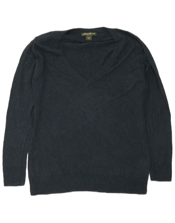 Eddie Bauer Dame V-hals sweater UK 16 Stor marineblå bomuld