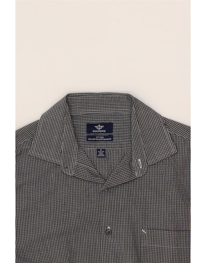 DOCKERS Mens Fitted Shirt Size 15 15 1/2 Medium Grey Check Cotton Vintage Dockers and Second-Hand Dockers from Messina Hembry 