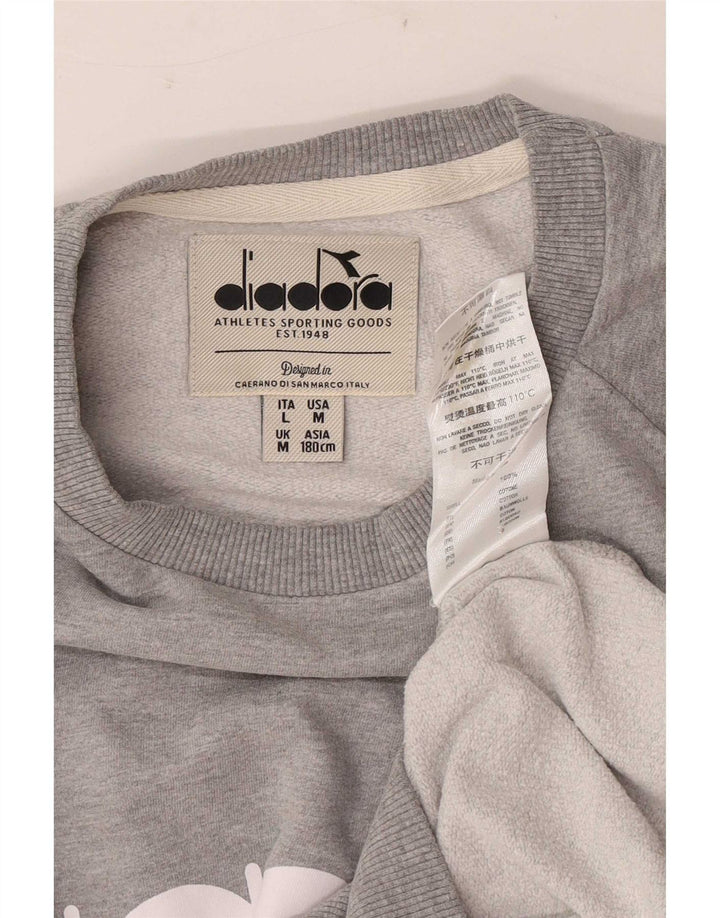 Diadora Herre Grafisk Sweatshirt Jumper Medium Grå Bomuld