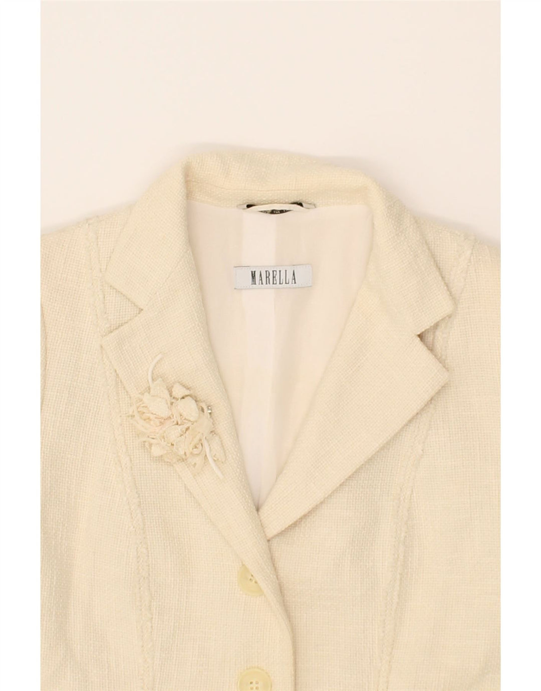 MARELLA Womens 3 Button Blazer Jacket UK 12 Medium Beige Cotton Vintage Marella and Second-Hand Marella from Messina Hembry 