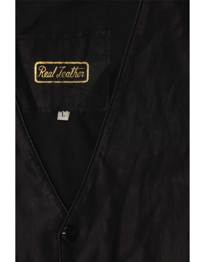 Vintage herre læder vest, stor sort