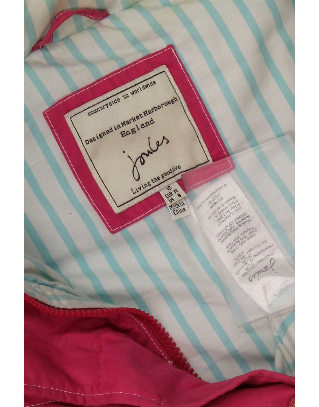 Joules Dame Polstret Gilet UK 12 Medium Pink Bomuld Classic