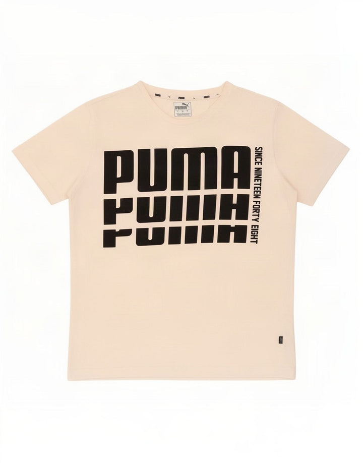 Puma Herre Grafisk T-Shirt Top Medium Hvid Bomuld