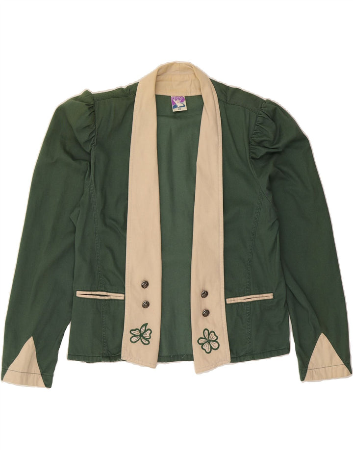 YESSICA Womens Open Blazer Jacket IT 40 Small Green Cotton Vintage Yessica and Second-Hand Yessica from Messina Hembry 