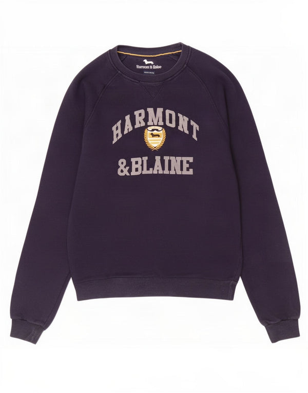 Harmont & Blaine Mens Graphic Sweatshirt Jumper Small Navy Blue Cotton