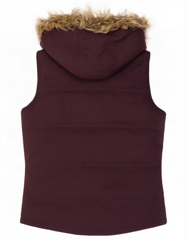 Fat Face Dame Hooded Padded Gilet UK 10 Small Purple Polyester