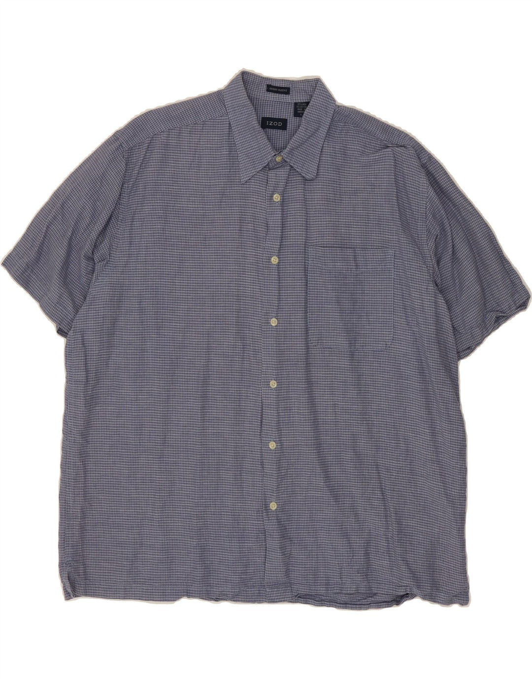 IZOD Mens Short Sleeve Shirt Large Blue Check Linen Vintage Izod and Second-Hand Izod from Messina Hembry 