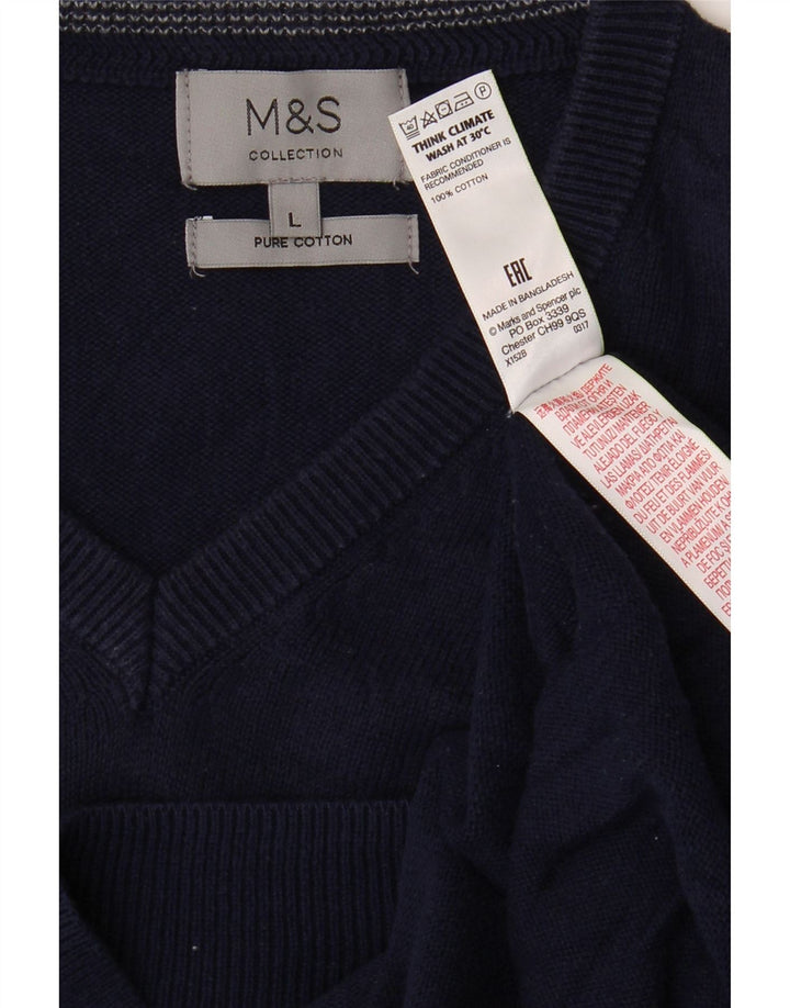 Marks & Spencer Herre V-hals sweater Stor marineblå bomuld