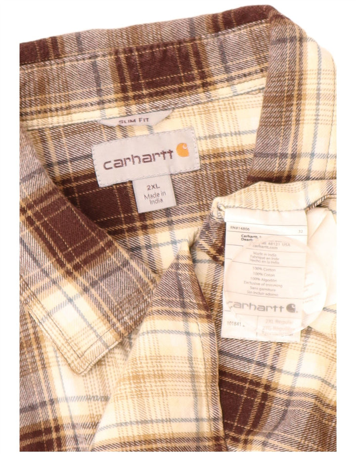 CARHARTT Herre Slim Fit Flanellskjorte 2XL brun ternet bomuld