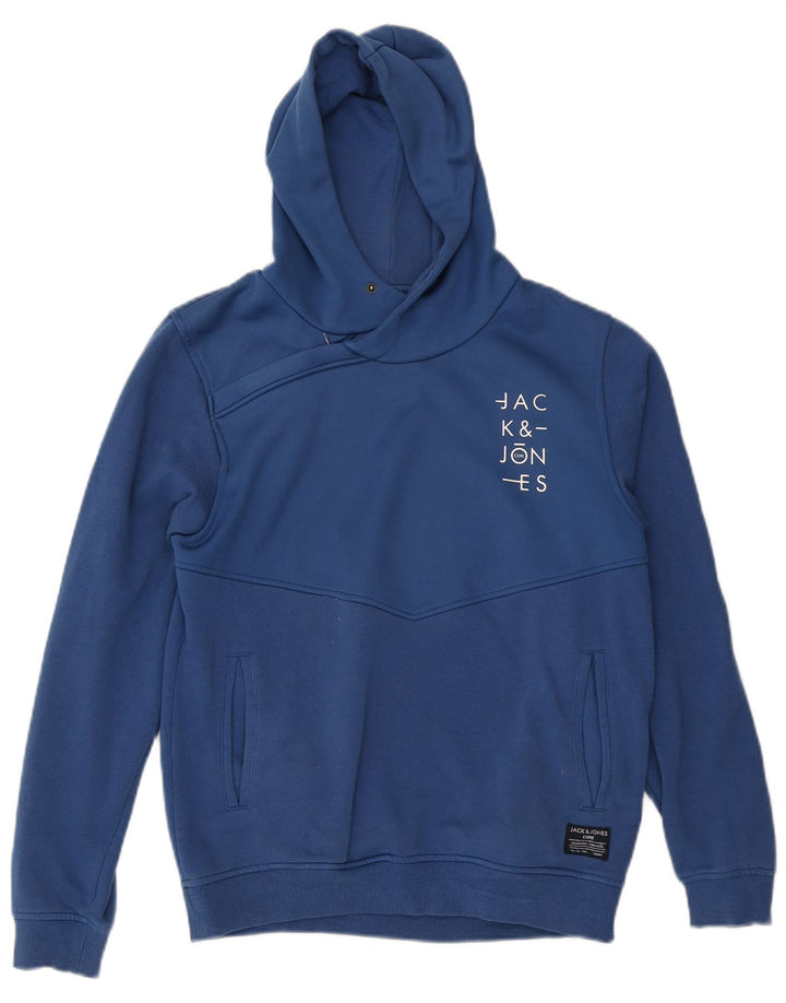 Jack & Jones Herre Core Graphic Hoodie Jumper Medium Blue Polyester