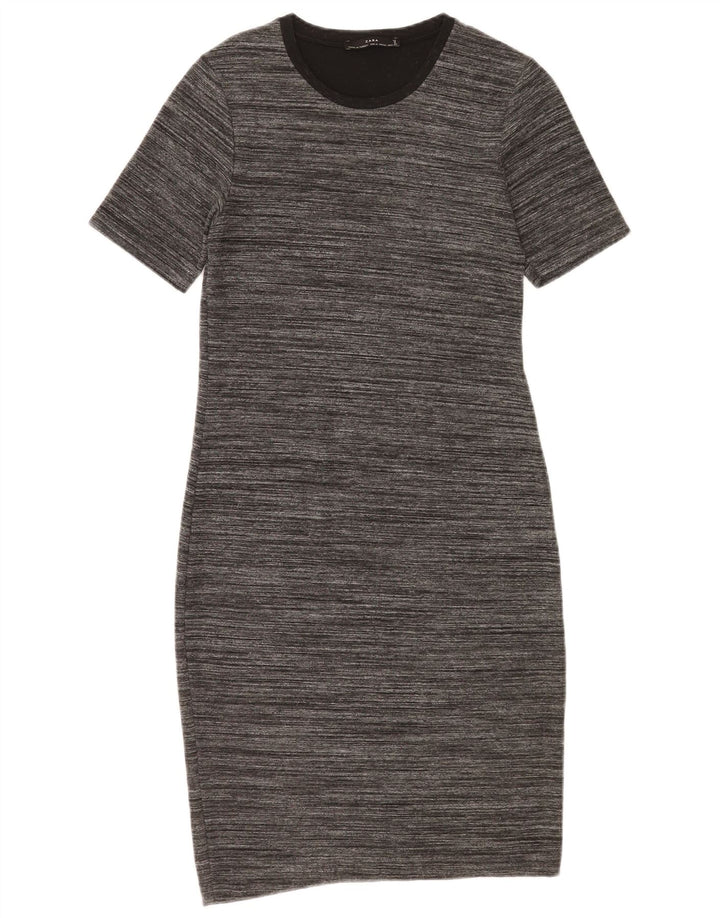 Zara Womens Sheath Dress UK 12 Medium Grey Flecked