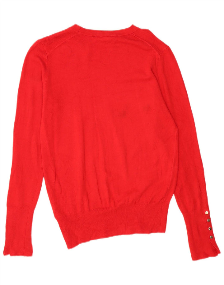 Zara Dame Boat Neck Jumper Sweater UK 12 Medium Red Viscose
