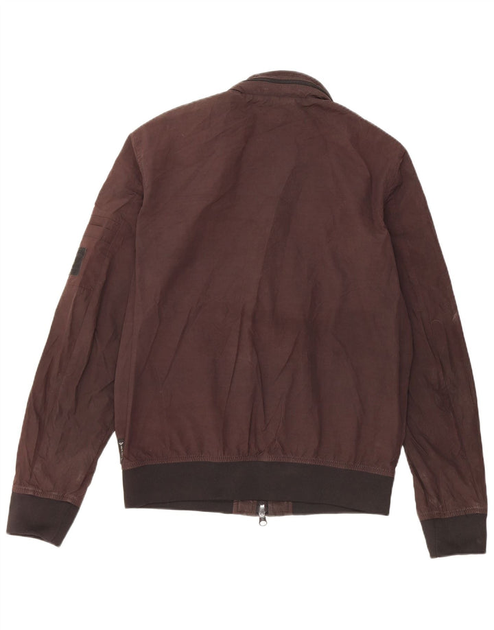 Armani Jeans Mens Hooded Bomber Jacket EU 48 Small Brown Polyester