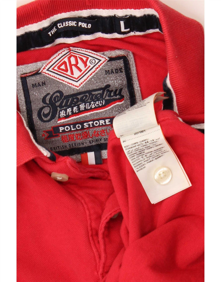 Superdry grafisk poloshirt til mænd, stor rødstribet bomuld