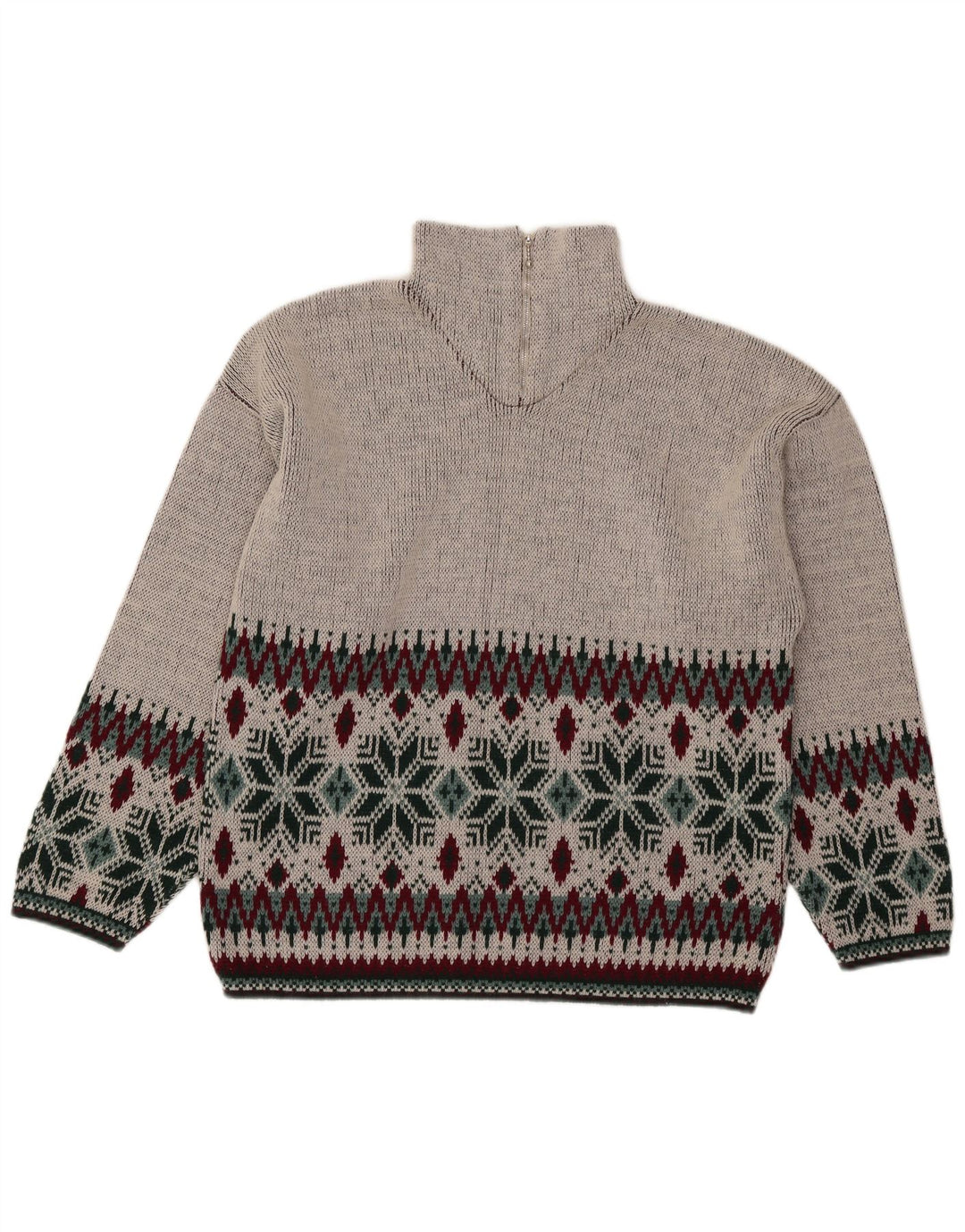 Vintage sweater med lynlås til mænd Medium Grey Fair Isle