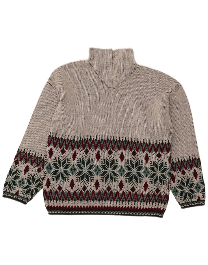 Vintage sweater med lynlås til mænd Medium Grey Fair Isle