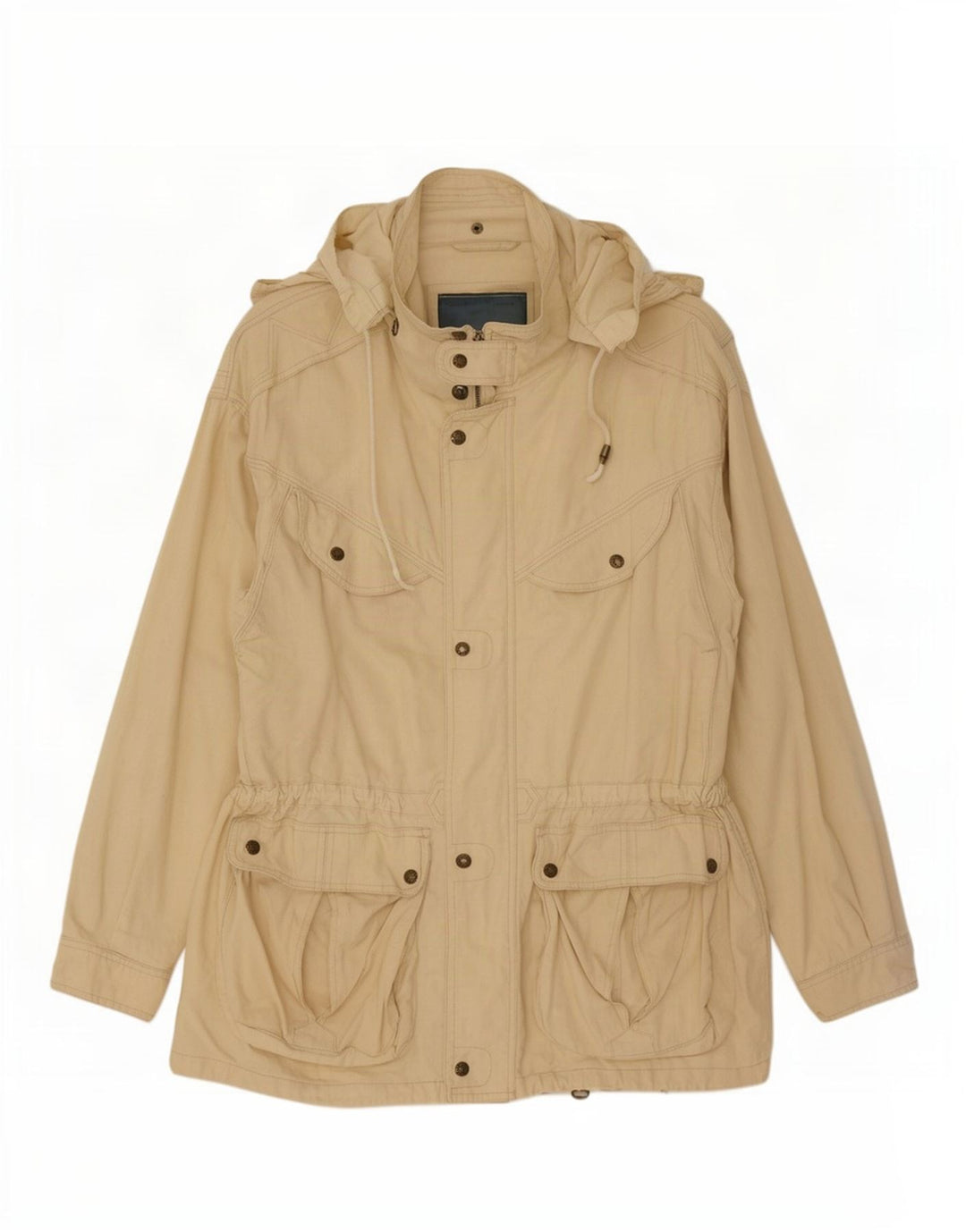 Leader Herre Hooded Utility Jacket UK 40 Large Beige Cotton
