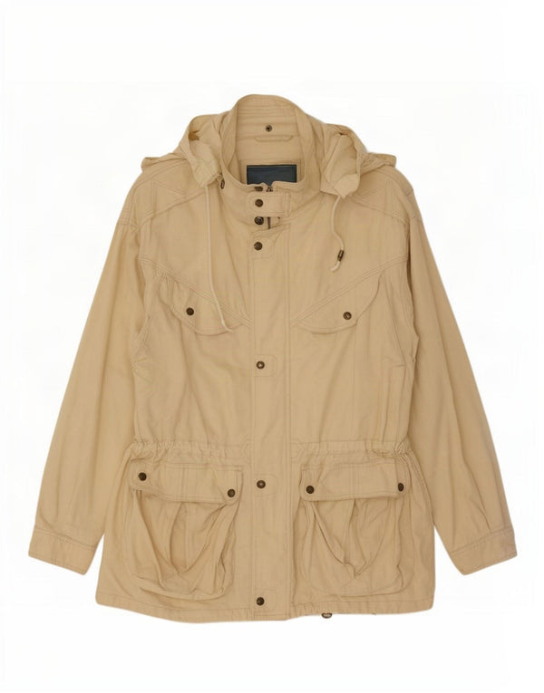 Leader Herre Hooded Utility Jacket UK 40 Large Beige Cotton
