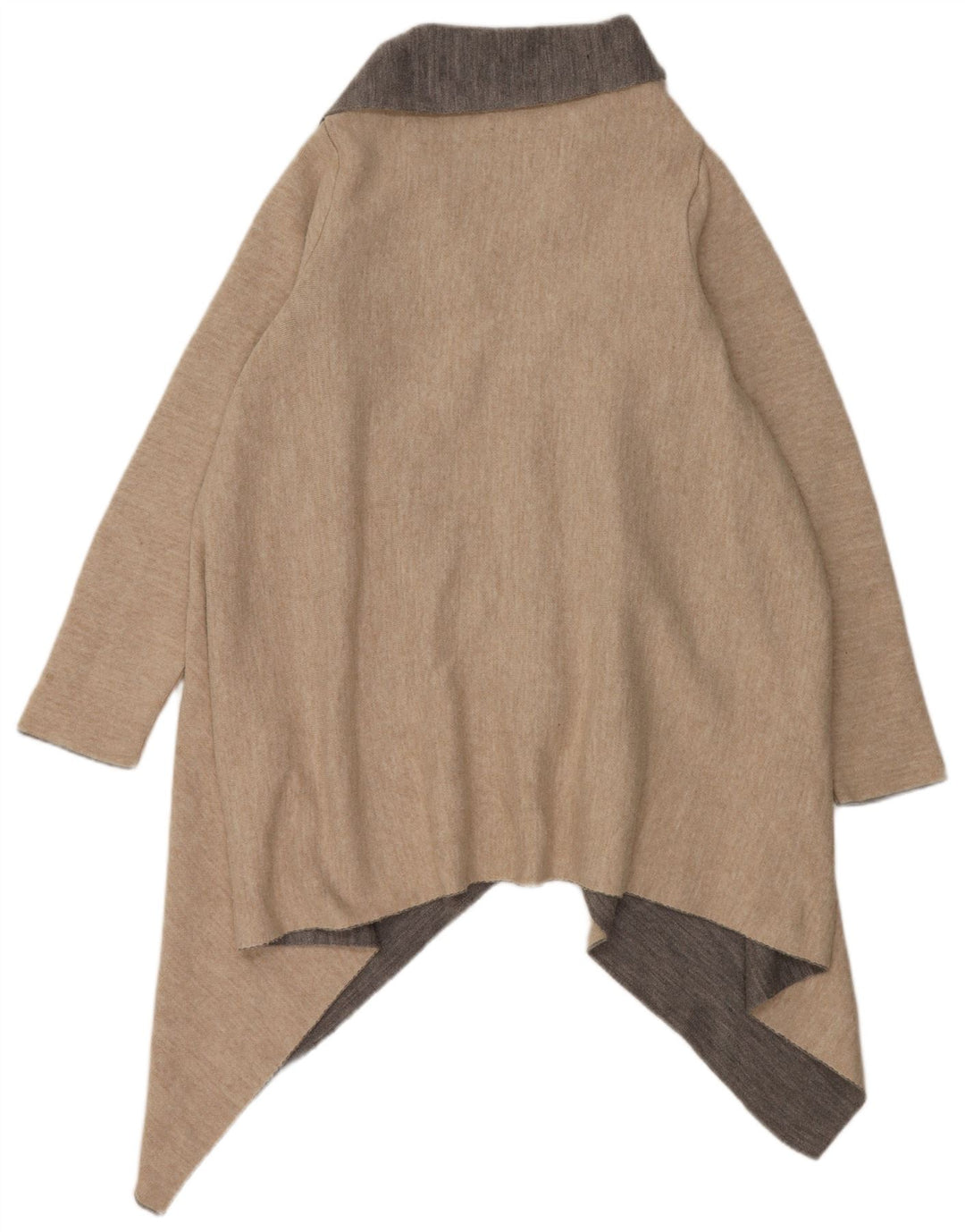 Zara Herre Asymmetrisk Cardigan Sweater UK 14 Medium Beige Colourblock