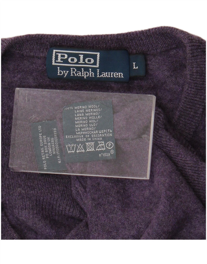 POLO RALPH LAUREN Herre Crew Neck trøje Sweater Large Lilla Flecked