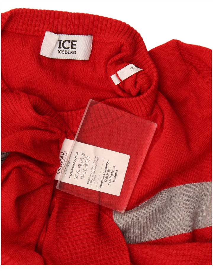 Iceberg Dame Jumper Sweater UK 10 Lille Rød Colourblock Uld