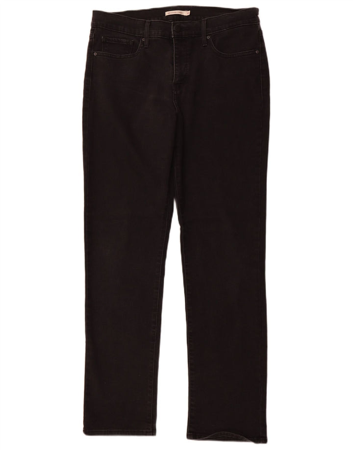 LEVI'S Dame 314 Shaping Straight Jeans W32 L32 Sort Bomuld