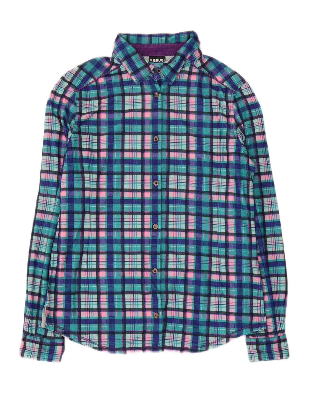 BRUGI Dame Flanellskjorte UK 14 Stor blå ternet