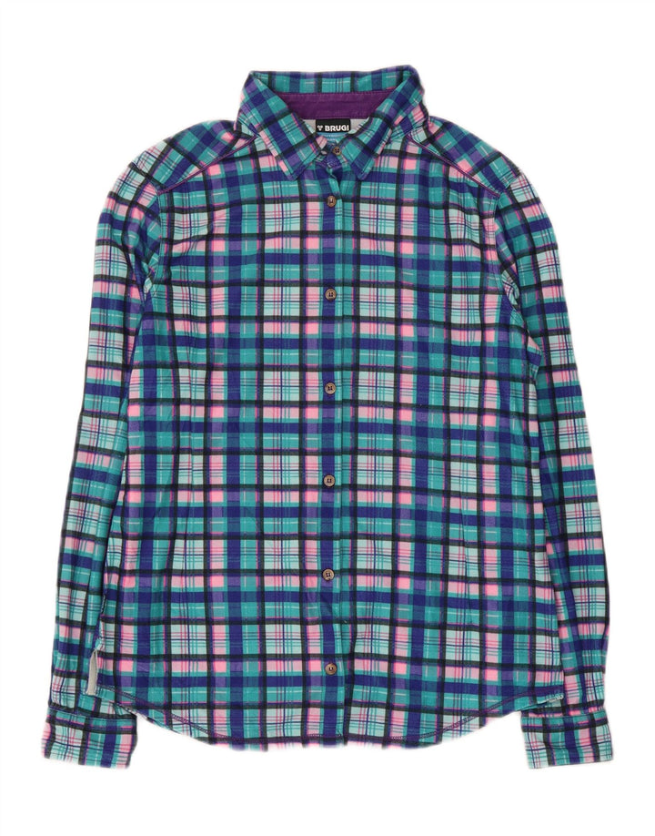 BRUGI Dame Flanellskjorte UK 14 Stor blå ternet