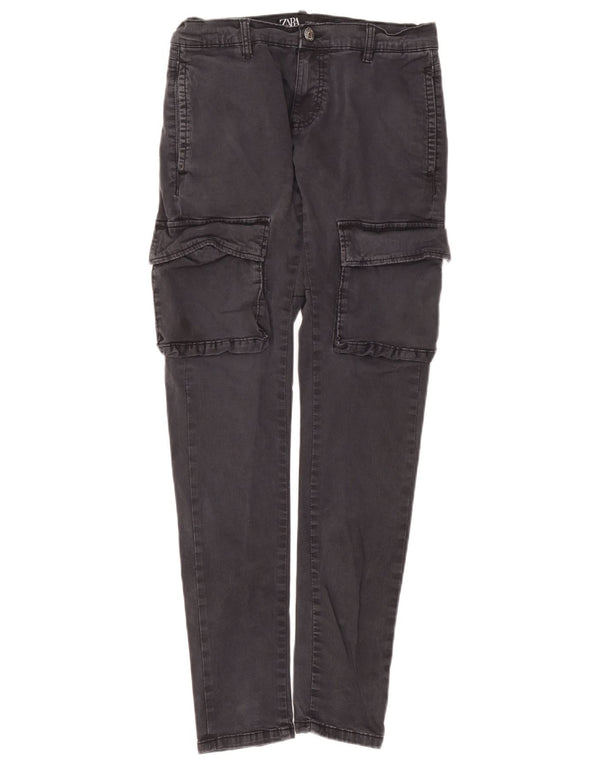 Zara Herre Slim Cargo Bukser EU 38 Small W30 L30 Grå Bomuld