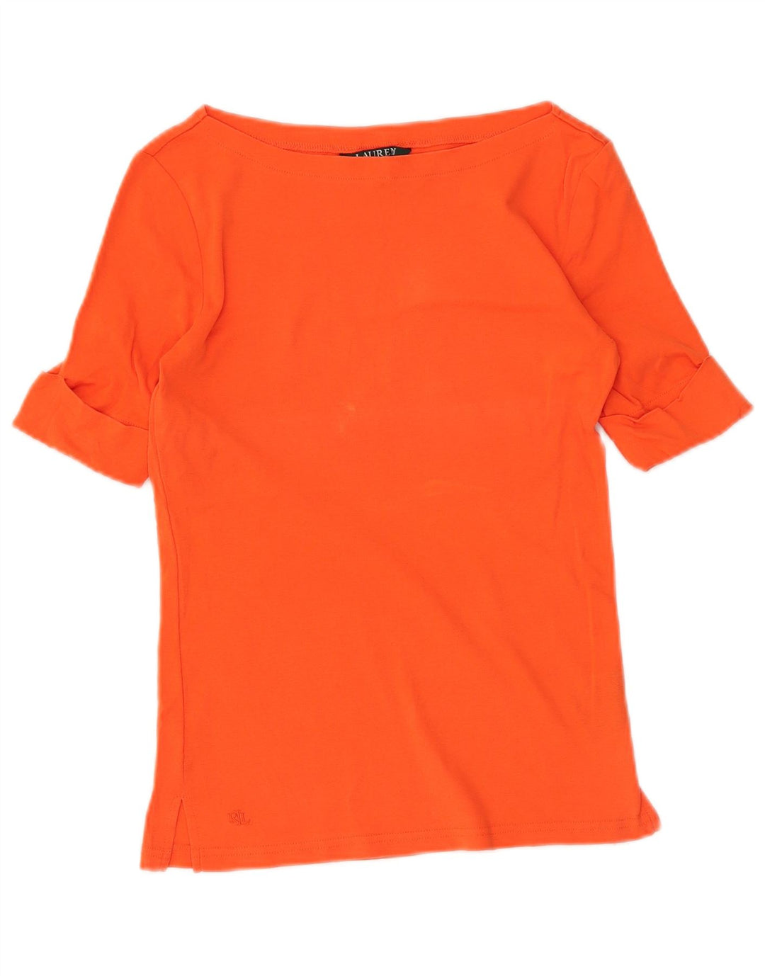 RALPH LAUREN Dame T-Shirt Top UK 10 Small Orange Bomuld