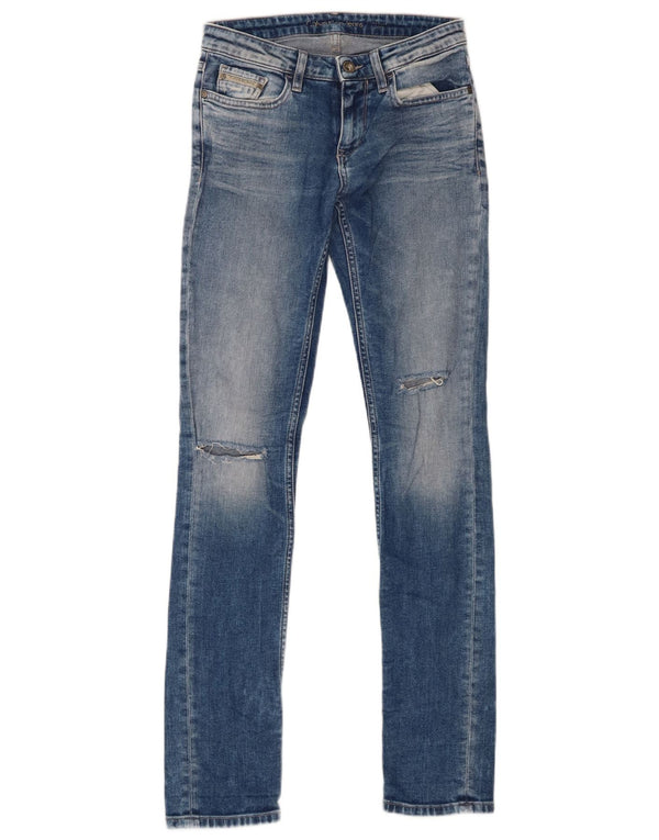 Calvin Klein Dame Distressed Skinny Jeans W25 L32 Blå Bomuld