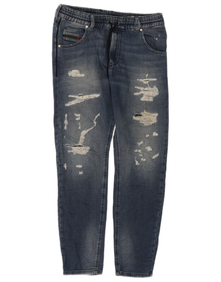Diesel Dame Distressed Tapered Jeans W27 L28 Blå Bomuld
