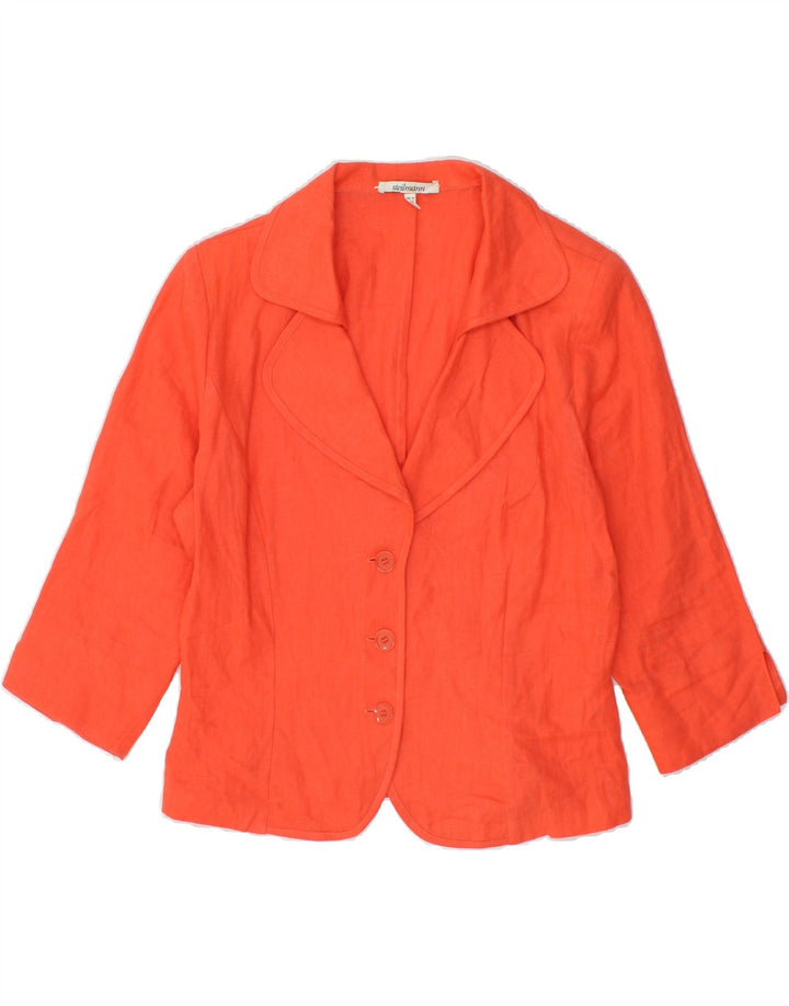 VINTAGE Womens 3 Button 3 Button Blazer Jacket UK 14 Medium  Orange Linen Vintage Vintage and Second-Hand Vintage from Messina Hembry 