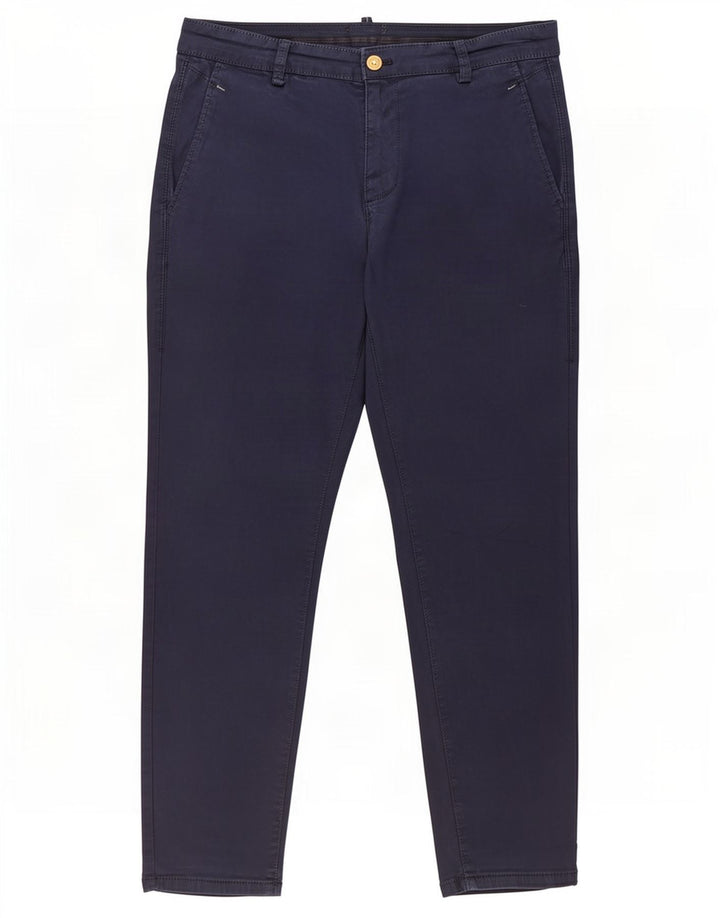 Zara Herre Slim Cropped Trousers EU 40 Medium W31 L26 Navy Blue