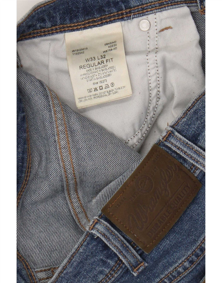 Wrangler Straight Jeans til mænd W33 L32 blå bomuld