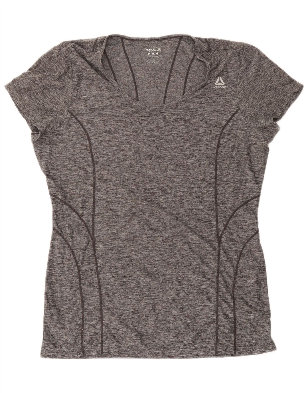 Reebok Dame T-Shirt Top UK 14 Medium Grey Flecked Polyester