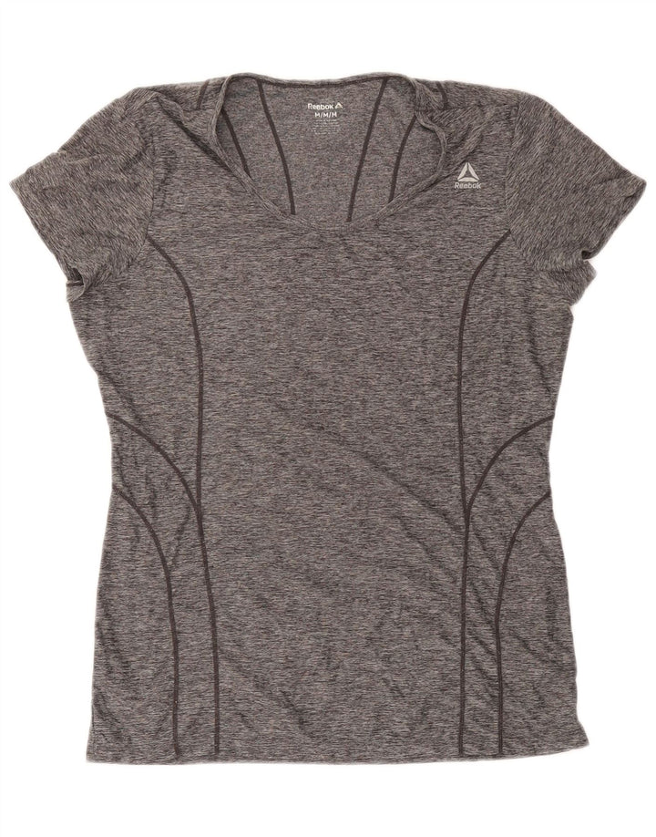Reebok Dame T-Shirt Top UK 14 Medium Grey Flecked Polyester