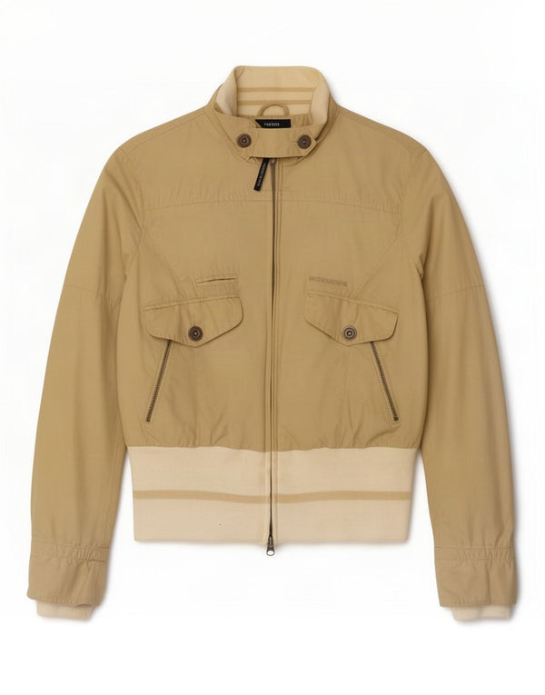 Woolrich Womens Bomber Jacket UK 10 Small Beige Colourblock Bomuld