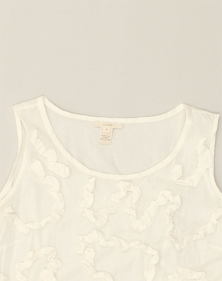 J. CREW Womens Sleeveless Graphic Blouse Top US 6 Medium White Cotton | Vintage J. Crew | Thrift | Second-Hand J. Crew | Used Clothing | Messina Hembry 
