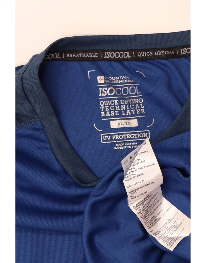 Mountain Warehouse Herre IsoCool T-Shirt Top XL Blå Colourblock Polyester
