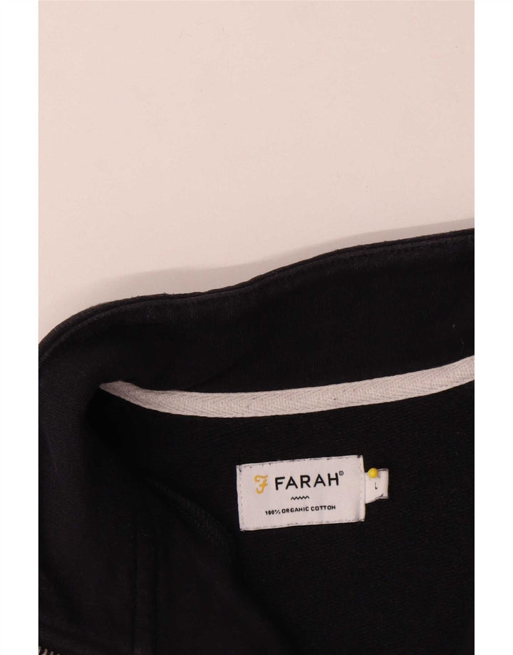 Farah Herre Zip Neck Sweatshirt Jumper Large Navy Blue Bomuld