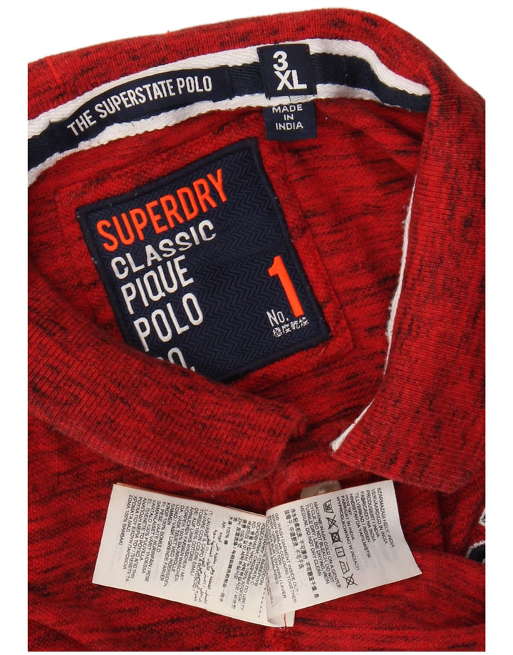 SUPERDRY Grafisk Polo Shirt til mænd 3XL Rød Flecked Bomuld